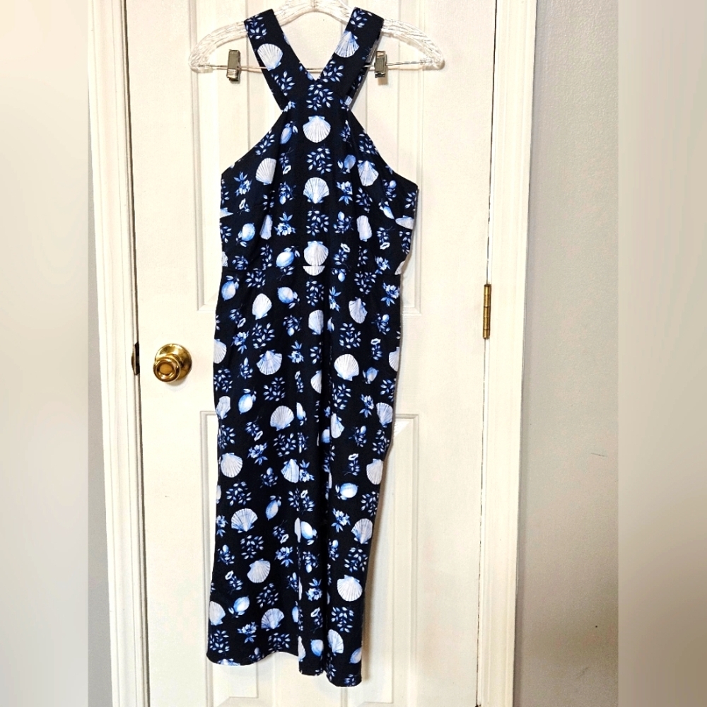 Ann Taylor Kids Floral One Piece Dark Blue and White